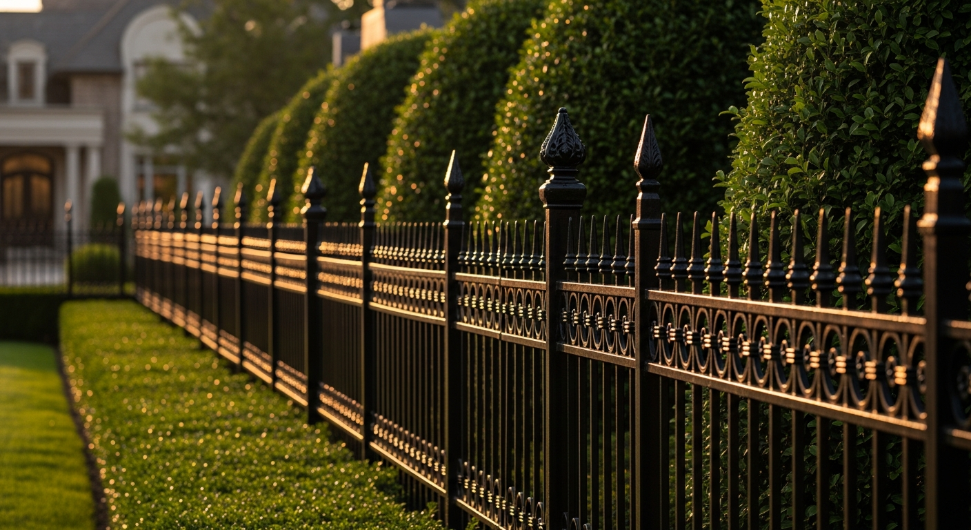Ornamental wrought iron fence panels